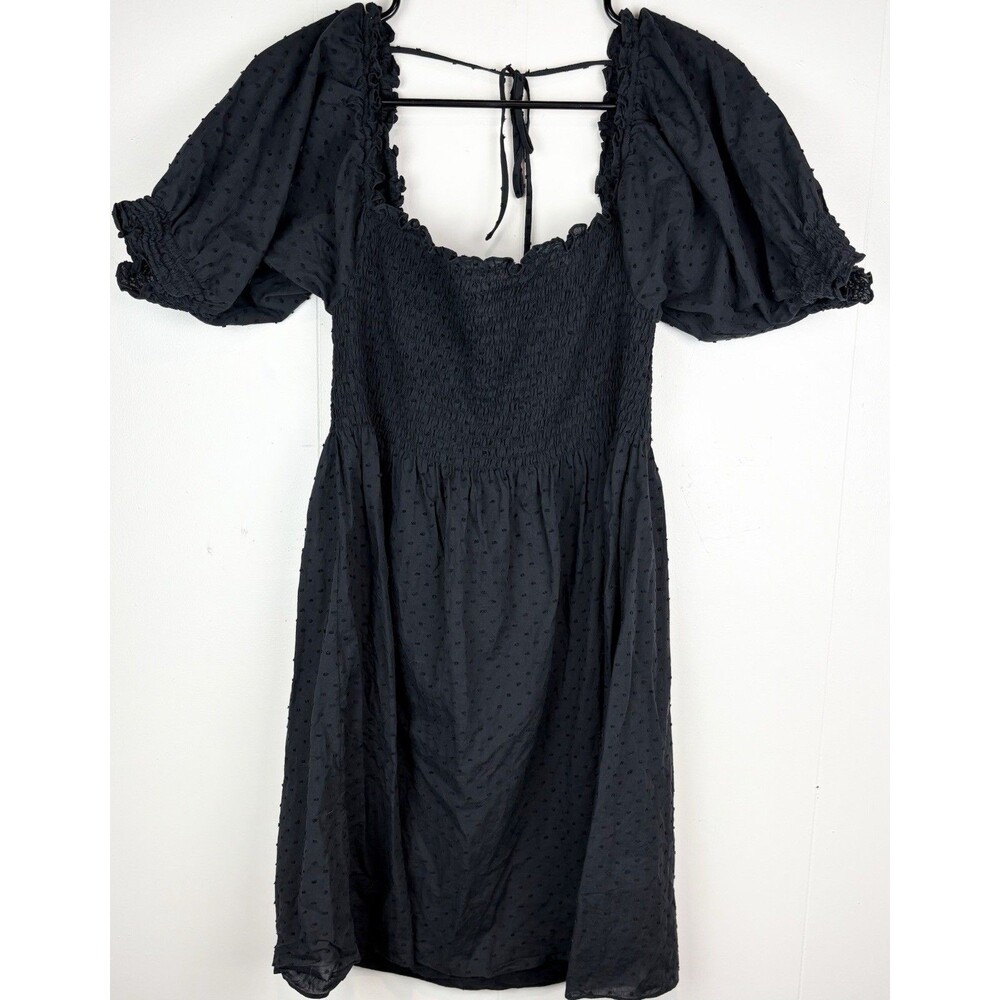 Hill House Athena Black Swiss Dot Dress, Large